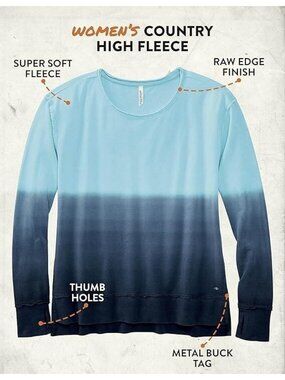 Legendary Whitetails Modal Women Country High Fleece Shirt Top Blue Size S SALE